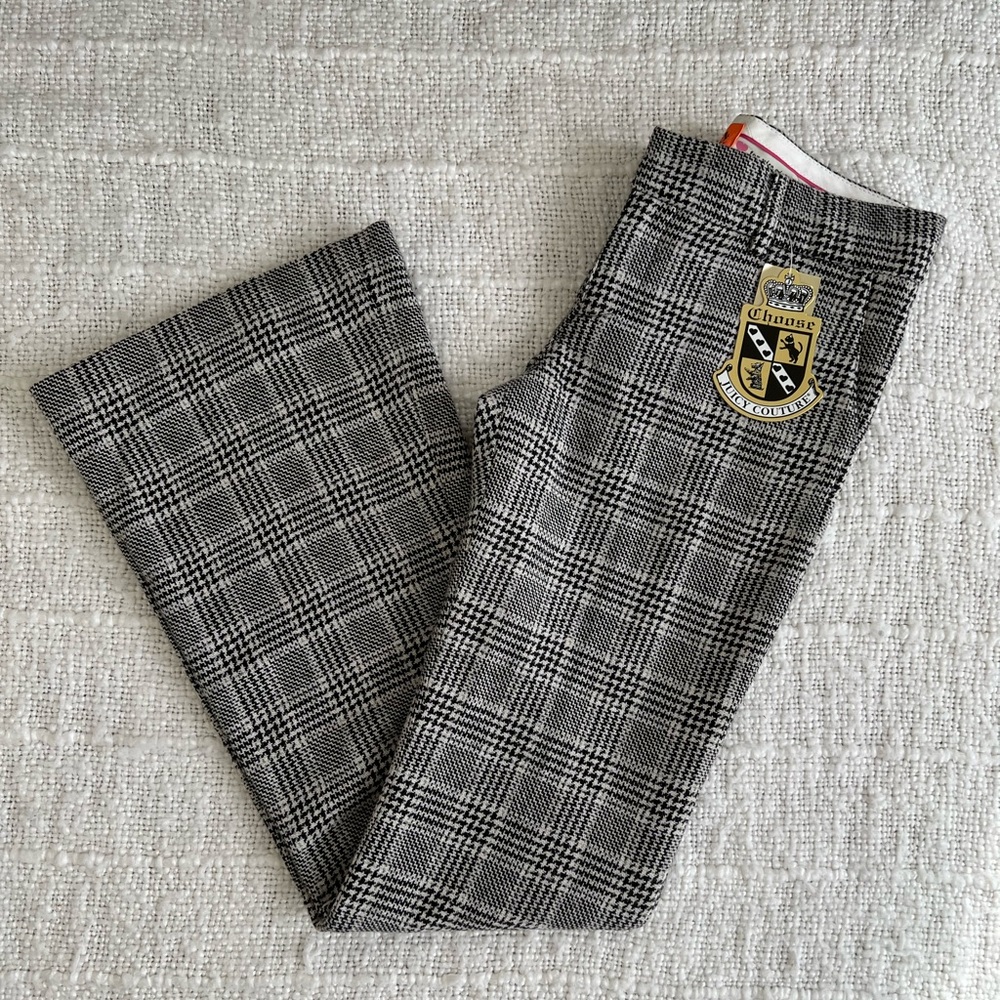 Vintage Juicy Couture Wool Flare Houndstooth Pants Size 26 NWT